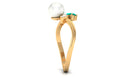2.5 CT Freshwater Pearl Minimal Wrap Ring with Emerald and Moissanite Emerald - ( AAA ) - Quality - Rosec Jewels