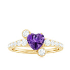 Amethyst Heart Engagement Ring with Diamond Side Stones Amethyst - ( AAA ) - Quality - Rosec Jewels