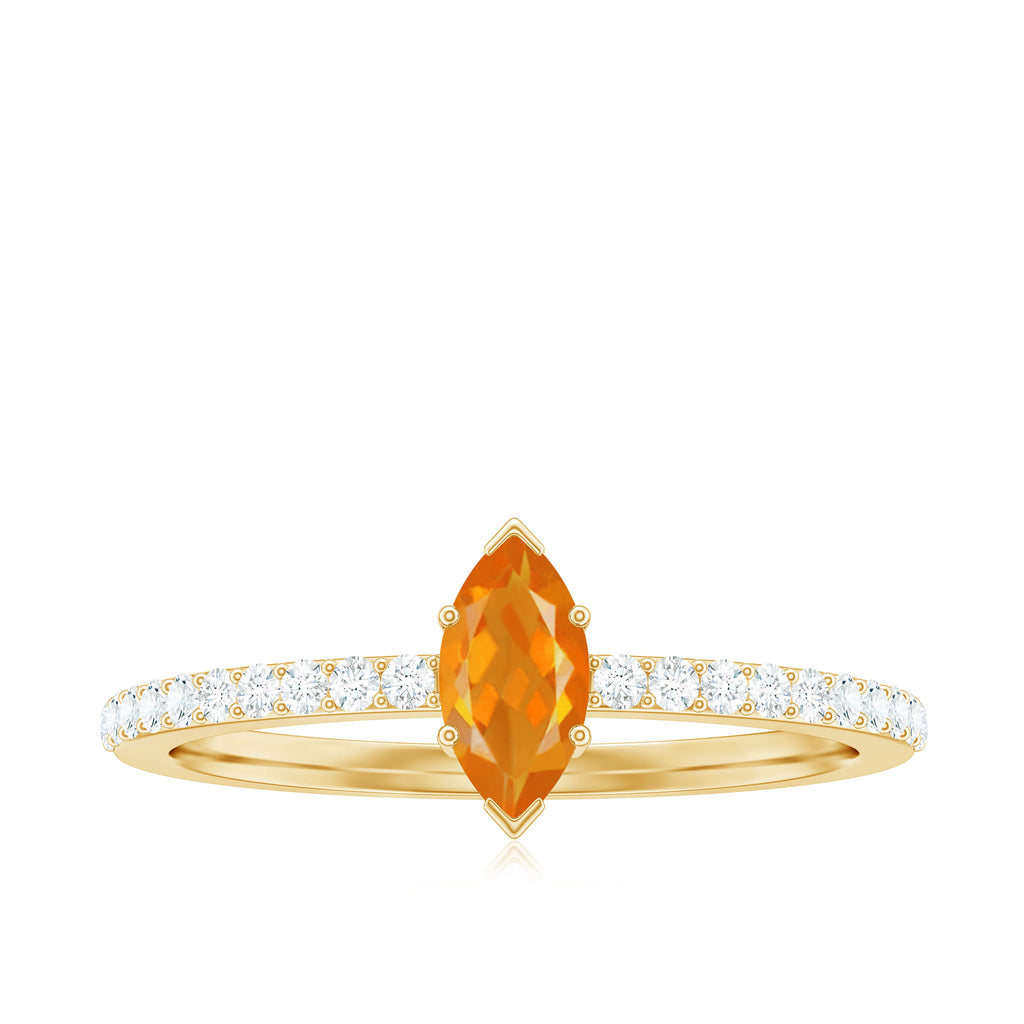 1/2 Ct Fire Opal Marquise Engagement Ring with Diamond Fire Opal - ( AAA ) - Quality - Rosec Jewels
