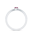 0.75 CT Bypass Rhodolite Minimal Ring with Diamond Accent Rhodolite - ( AAA ) - Quality - Rosec Jewels