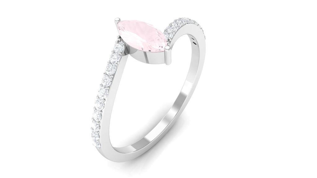 0.75 CT Marquise Cut Rose Quartz Promise Ring with Certified Diamond Rose Quartz - ( AAA ) - Quality - Rosec Jewels