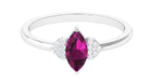 0.75 CT Marquise Cut Rhodolite Promise Ring with Diamond Rhodolite - ( AAA ) - Quality - Rosec Jewels