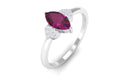 0.75 CT Marquise Cut Rhodolite Promise Ring with Diamond Rhodolite - ( AAA ) - Quality - Rosec Jewels