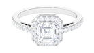 2.25 CT Asscher Cut Solitaire Zircon Halo Engagement Ring Zircon - ( AAAA ) - Quality - Rosec Jewels