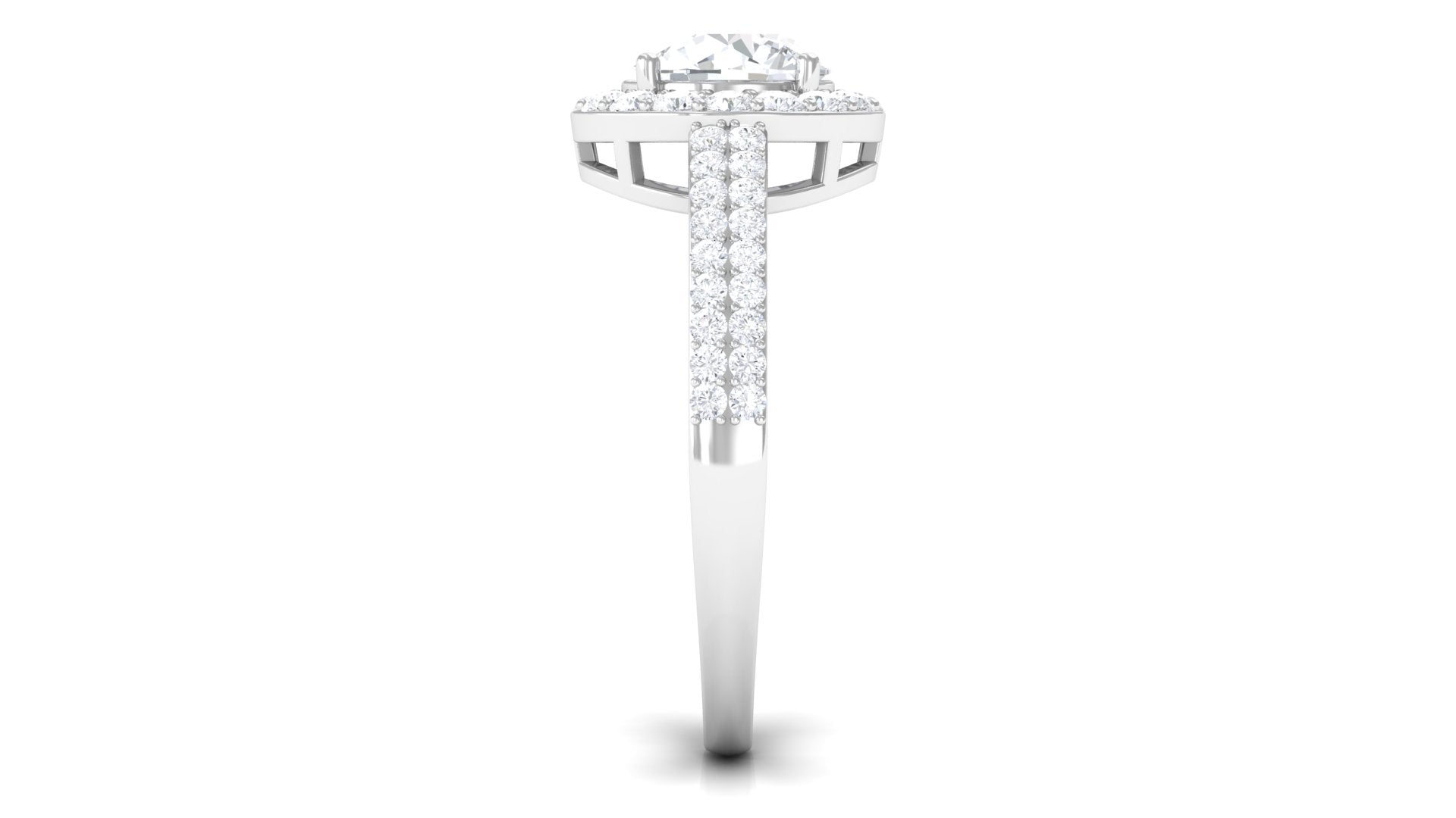 2.25 CT Round Cubic Zirconia Halo Engagement Ring Zircon - ( AAAA ) - Quality - Rosec Jewels