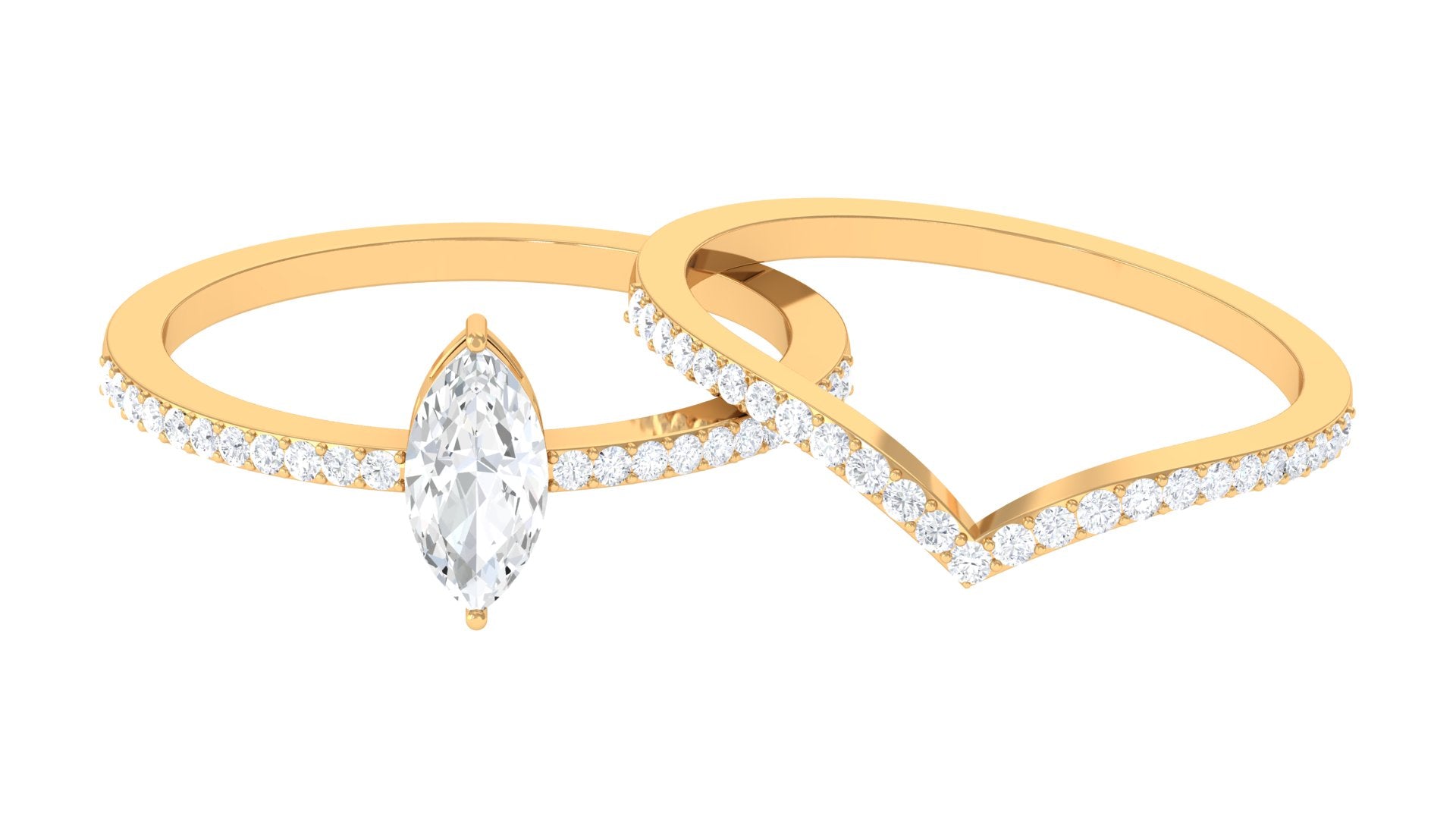 1.25 CT Marquise Cut Zircon Wedding Ring Set in Gold Zircon - ( AAAA ) - Quality - Rosec Jewels