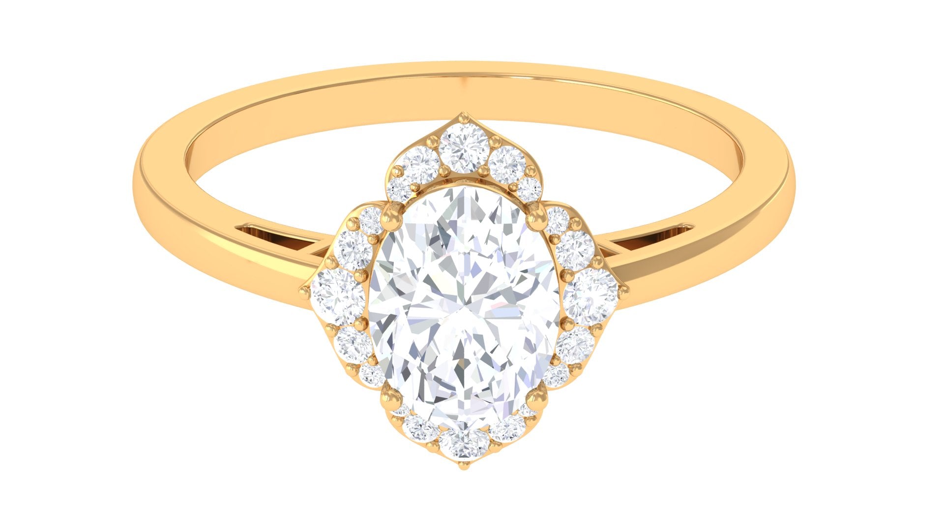 2.25 CT Prong Set Oval Zircon Flower Engagement Ring Zircon - ( AAAA ) - Quality - Rosec Jewels