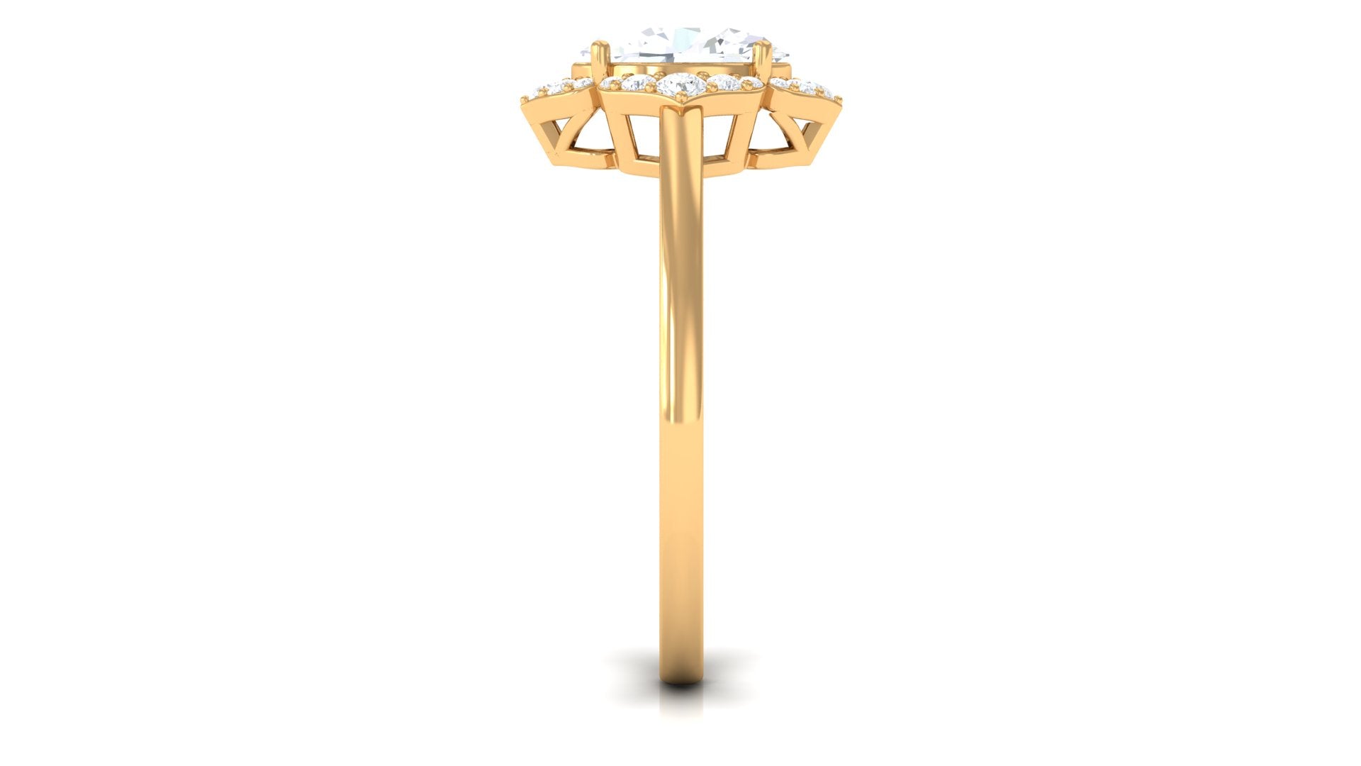 2.25 CT Prong Set Oval Zircon Flower Engagement Ring Zircon - ( AAAA ) - Quality - Rosec Jewels