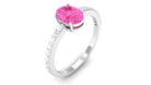 Oval Pink Sapphire Solitaire Engagement Ring with Moissanite Pink Sapphire - ( AAA ) - Quality - Rosec Jewels