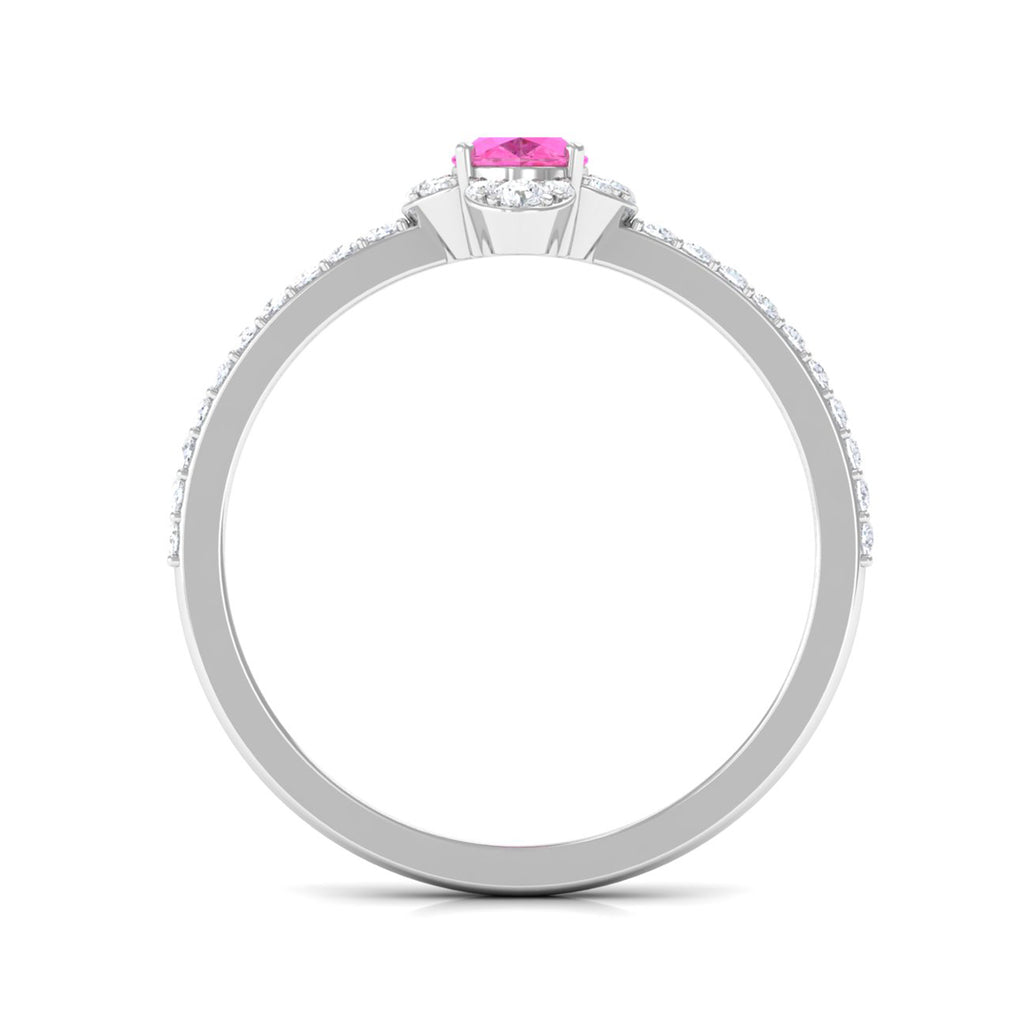 Classic Pink Sapphire Oval Engagement Ring with Diamond Pink Sapphire - ( AAA ) - Quality - Rosec Jewels