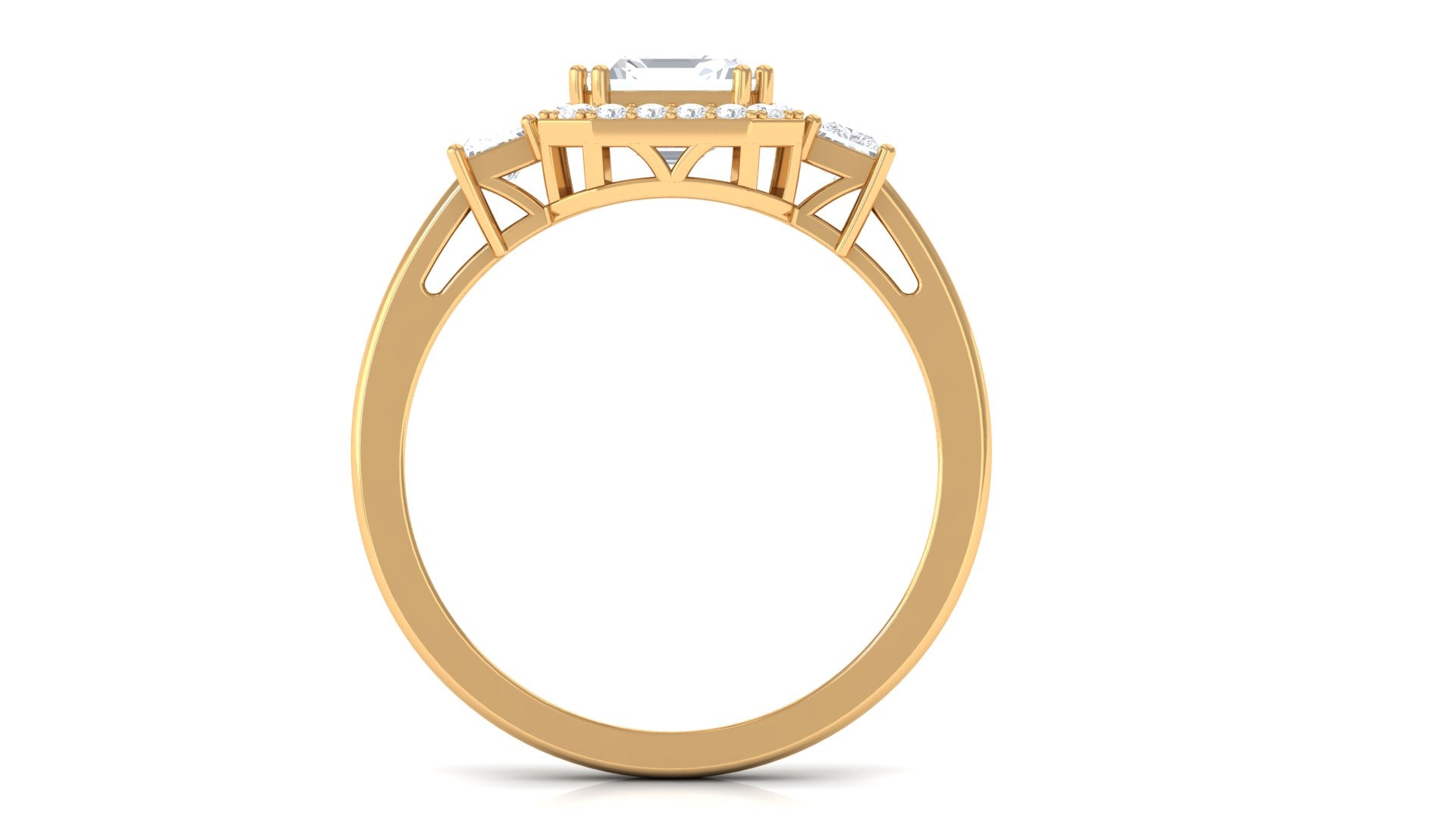 Asscher Cut Zircon Statement Engagement Ring Zircon - ( AAAA ) - Quality - Rosec Jewels