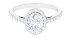 2.75 CT Simple Zircon Oval Engagement Ring with Halo Zircon - ( AAAA ) - Quality - Rosec Jewels