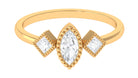 Beaded Bezel Set Zircon Three Stone Engagement Ring Zircon - ( AAAA ) - Quality - Rosec Jewels