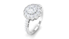 Cubic Zirconia Flower Engagement Ring with Side Stones Zircon - ( AAAA ) - Quality - Rosec Jewels