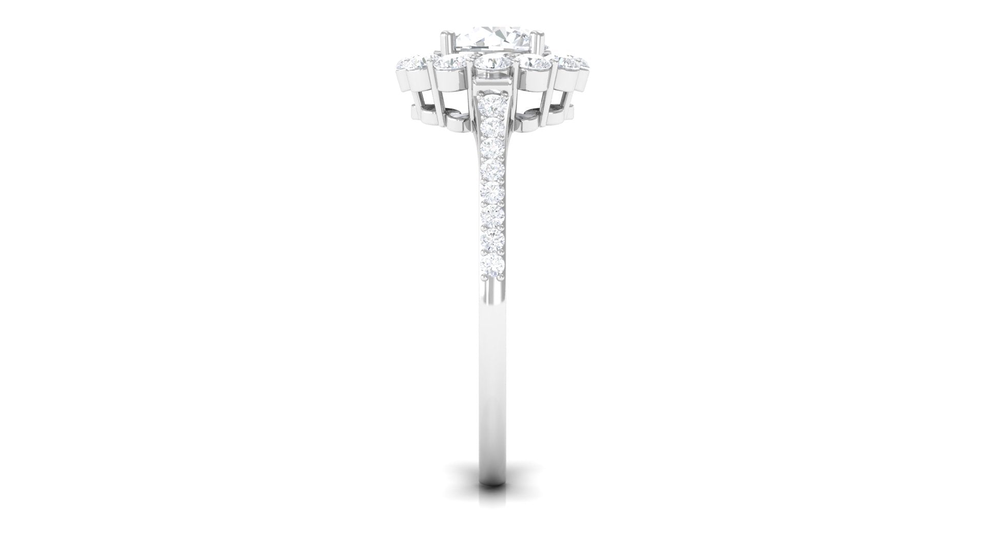 1.75 CT Round Zircon Halo Engagement Ring in Gold Zircon - ( AAAA ) - Quality - Rosec Jewels