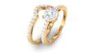2 CT Zircon Solitaire Bridal Ring Set in Gold Zircon - ( AAAA ) - Quality - Rosec Jewels