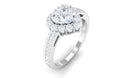 2 CT Zircon Heart Engagement Ring with Halo and Side Stones Zircon - ( AAAA ) - Quality - Rosec Jewels