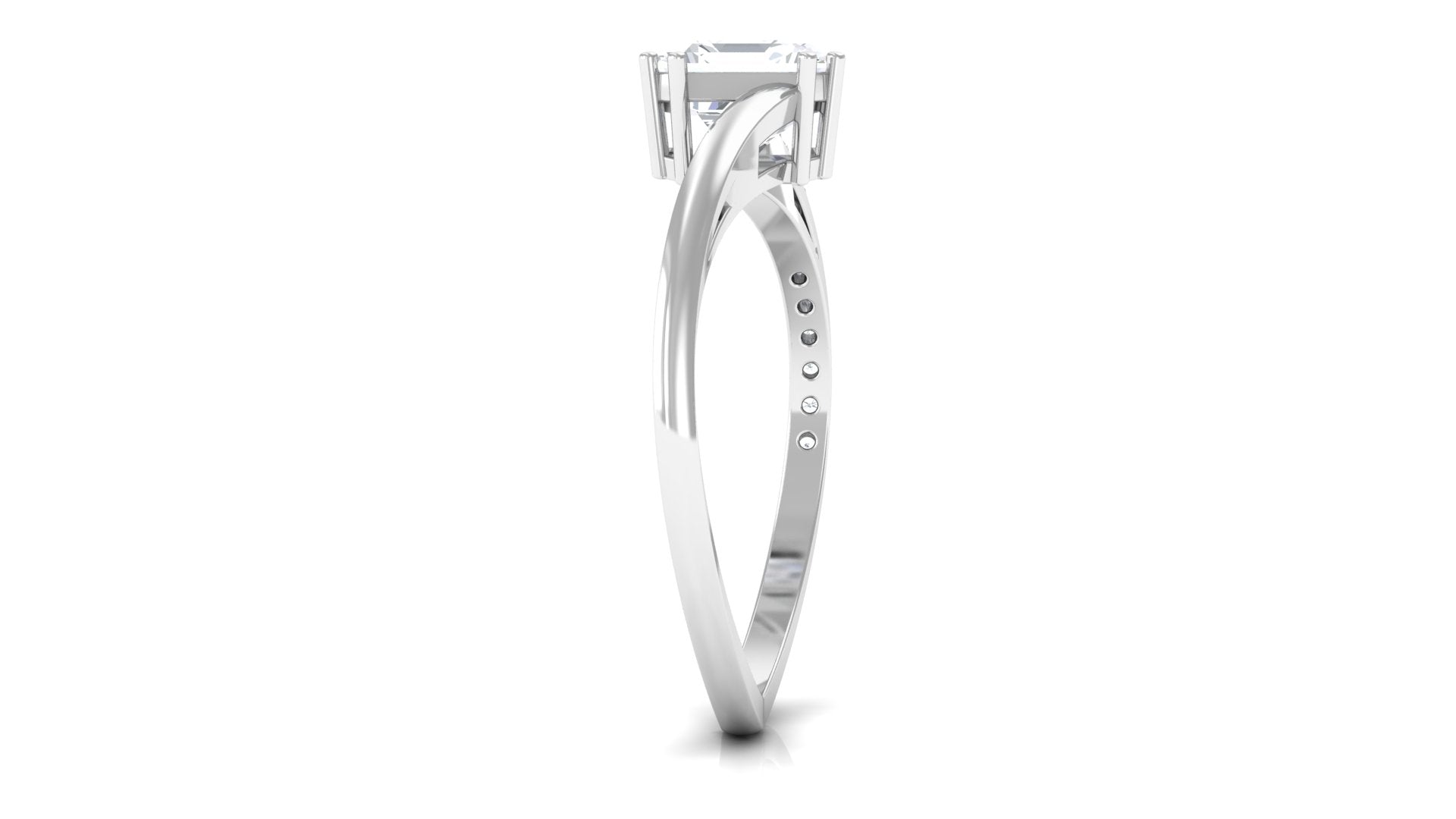 1.75 CT Asscher Cut Solitaire Zircon Bypass Engagement Ring Zircon - ( AAAA ) - Quality - Rosec Jewels