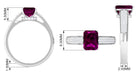 2.75 CT Solitaire Rhodolite and Diamond Ring with Hidden Halo Rhodolite - ( AAA ) - Quality - Rosec Jewels
