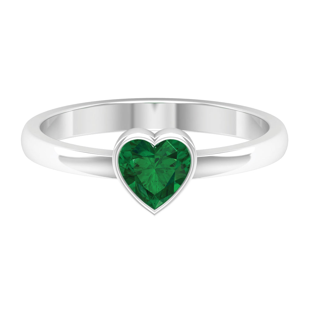 5.50 MM Heart Shape Emerald Solitaire Ring in Bezel Setting