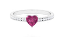 1 CT Heart Shape Pink Tourmaline Solitaire Ring with Diamond Side Stones Pink Tourmaline - ( AAA ) - Quality - Rosec Jewels