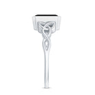 Solitaire Created Black Diamond Celtic Engagement Ring Lab Created Black Diamond - ( AAAA ) - Quality - Rosec Jewels
