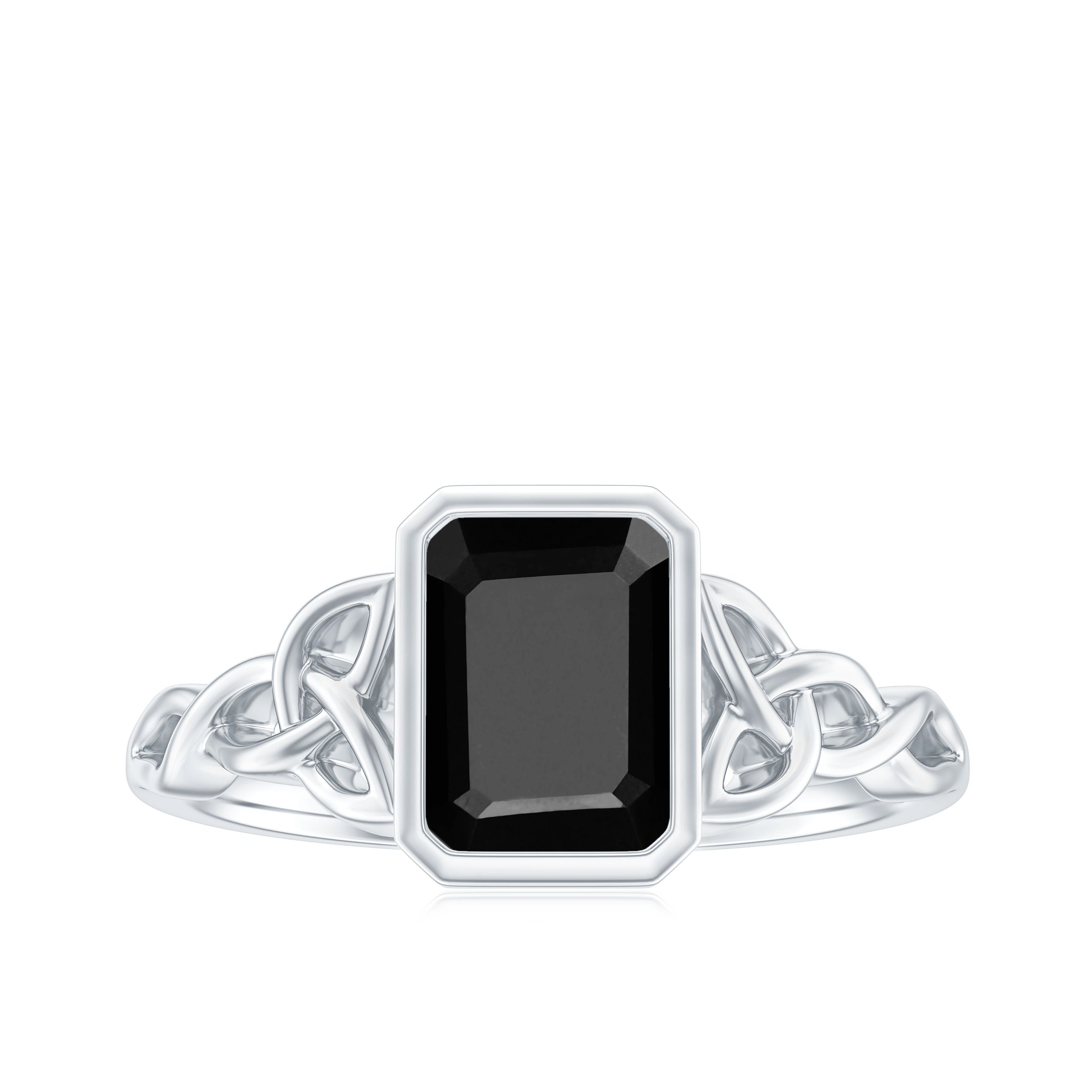 Solitaire Created Black Diamond Celtic Engagement Ring Lab Created Black Diamond - ( AAAA ) - Quality - Rosec Jewels