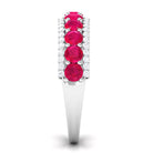1.50 CT Ruby and Diamond Semi Eternity Ring Ruby - ( AAA ) - Quality - Rosec Jewels