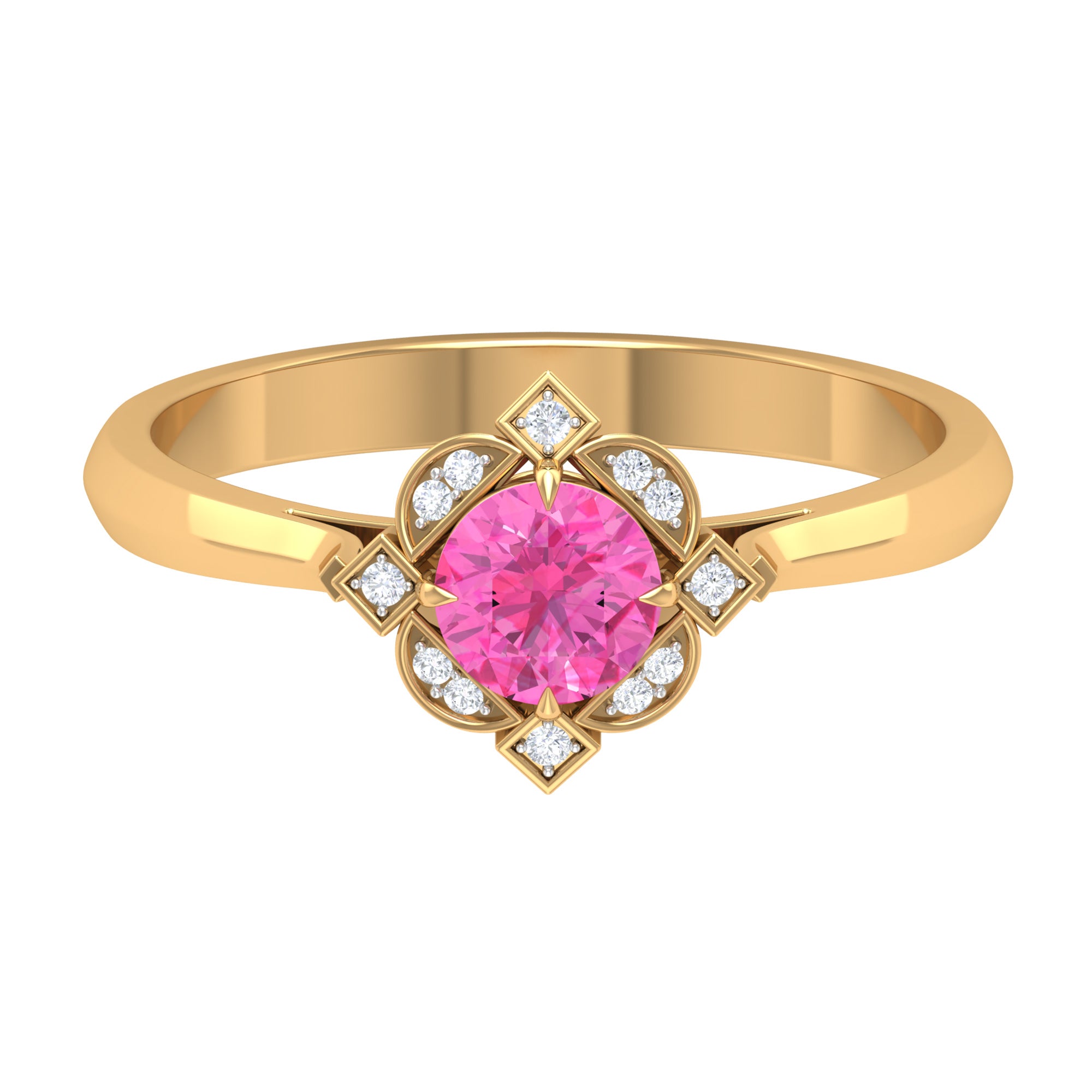 3/4 CT Vintage Style Pink Sapphire and Diamond Engagement Ring Pink Sapphire - ( AAA ) - Quality - Rosec Jewels