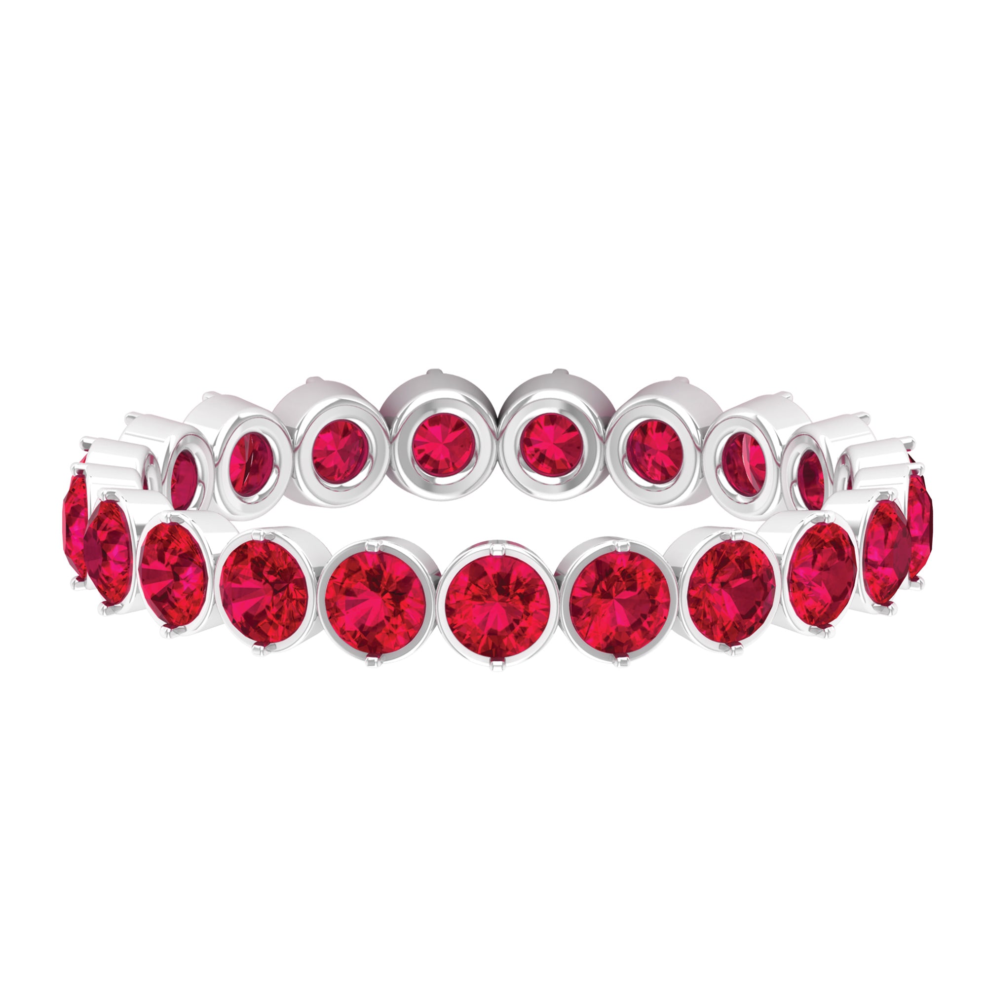Lab Grown Ruby Simple Eternity Band Ring Lab Created Ruby - ( AAAA ) - Quality - Rosec Jewels