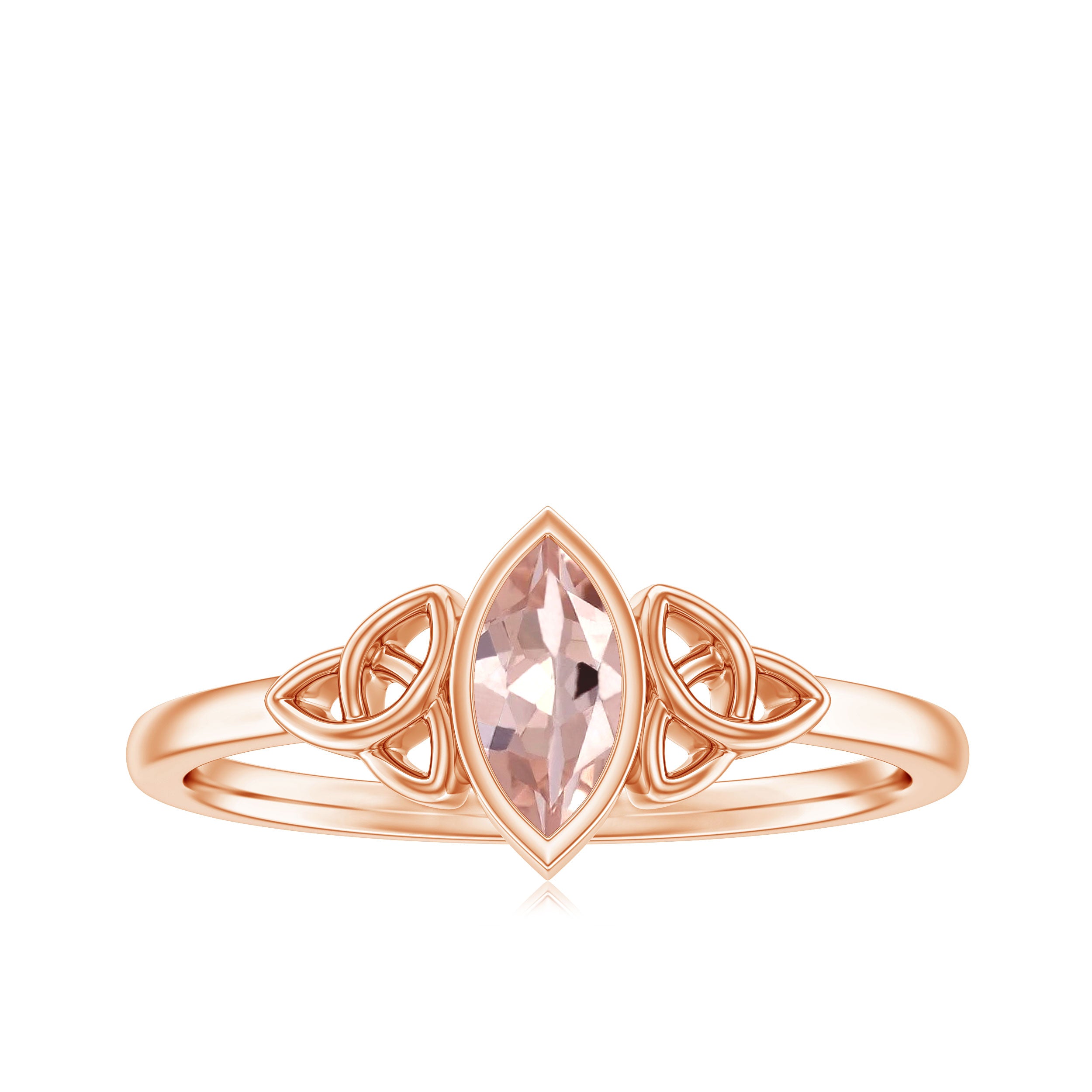 Marquise Cut Morganite Solitaire Celtic Ring in Bezel Setting Morganite - ( AAA ) - Quality - Rosec Jewels