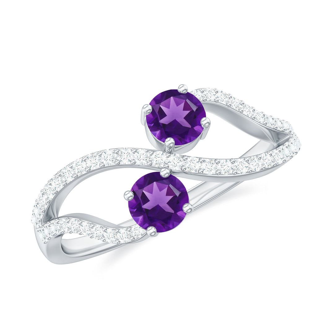 Designer Amethyst and Diamond Infinity Cocktail Ring Amethyst - ( AAA ) - Quality - Rosec Jewels