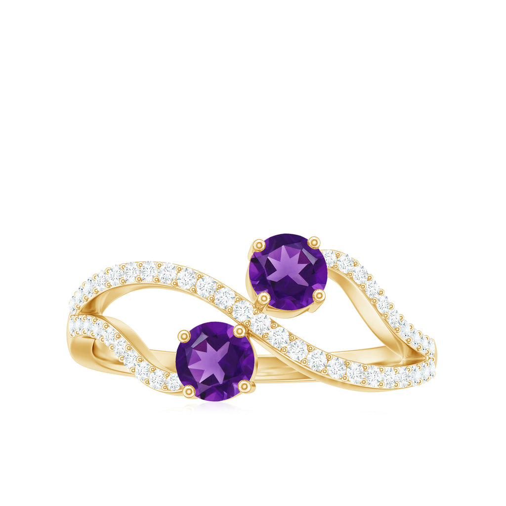 Designer Amethyst and Diamond Infinity Cocktail Ring Amethyst - ( AAA ) - Quality - Rosec Jewels