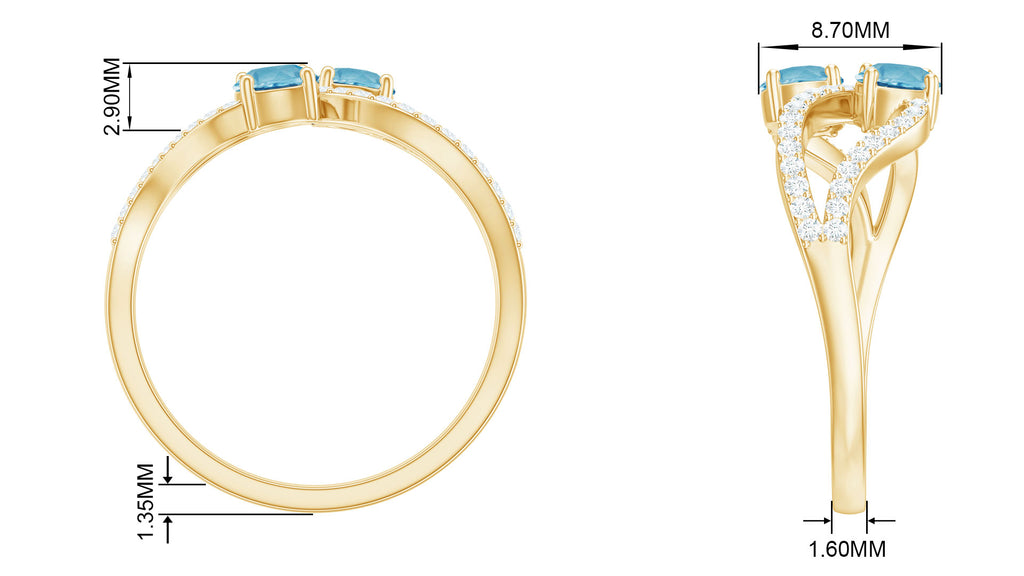3/4 CT Minimal Swiss Blue Topaz and Diamond Engagement Ring Swiss Blue Topaz - ( AAA ) - Quality - Rosec Jewels
