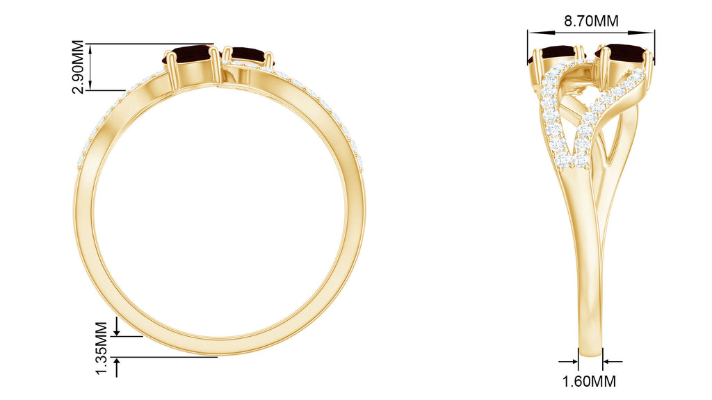 1 CT Minimal Garnet and Diamond Engagement Ring Garnet - ( AAA ) - Quality - Rosec Jewels