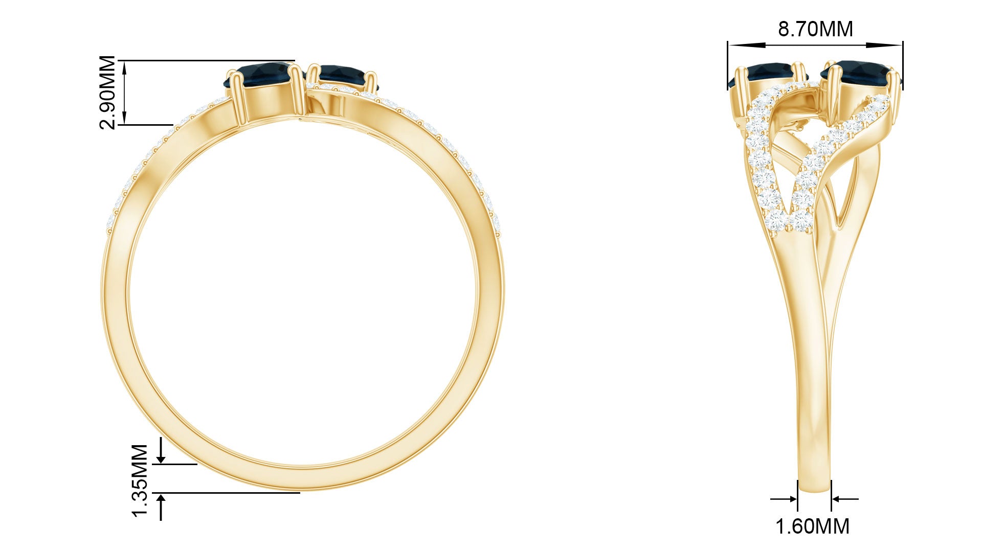 1 CT Minimal London Blue Topaz and Diamond Engagement Ring London Blue Topaz - ( AAA ) - Quality - Rosec Jewels
