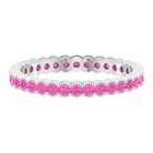 1.25 CT Pink Sapphire Eternity Band in Half Bezel Beaded Setting Pink Sapphire - ( AAA ) - Quality - Rosec Jewels