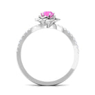 Pink Sapphire Flower Engagement Ring with Diamond Pink Sapphire - ( AAA ) - Quality - Rosec Jewels