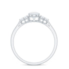 Pear Shape Moonstone Solitaire Ring with Diamond Trio Moonstone - ( AAA ) - Quality - Rosec Jewels
