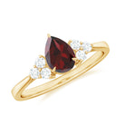 1.25 CT Pear Cut Garnet Solitaire Ring with Diamond Trio Garnet - ( AAA ) - Quality - Rosec Jewels