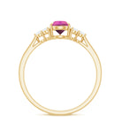 3/4 CT Natural Pink Tourmaline Teardrop Solitaire Ring with Diamond Trio Pink Tourmaline - ( AAA ) - Quality - Rosec Jewels