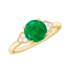 1.25 CT Round Emerald Solitaire Engagement Ring with Diamond Emerald - ( AAA ) - Quality - Rosec Jewels