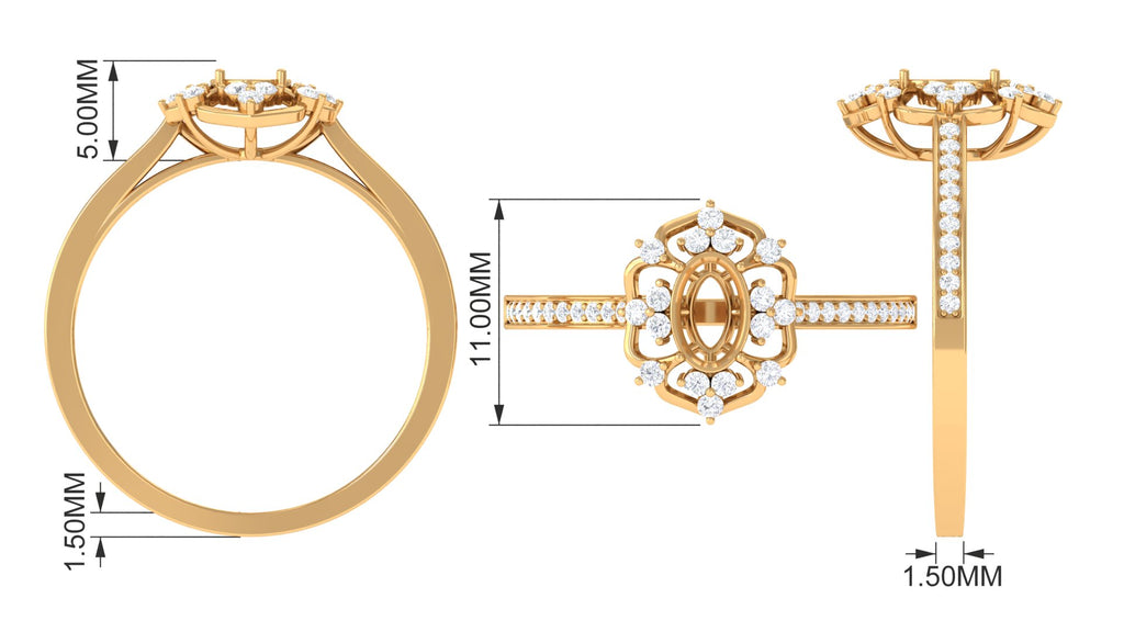 3/4 CT Estate Rose Quartz and Diamond Engagement Ring Rose Quartz - ( AAA ) - Quality - Rosec Jewels