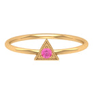 Triangle Shape Ring with Pink Sapphire and Milgrain Detailing Pink Sapphire - ( AAA ) - Quality - Rosec Jewels