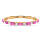 1/2 CT Baguette Pink Sapphire and Diamond Half Eternity Stackable Ring Pink Sapphire - ( AAA ) - Quality - Rosec Jewels