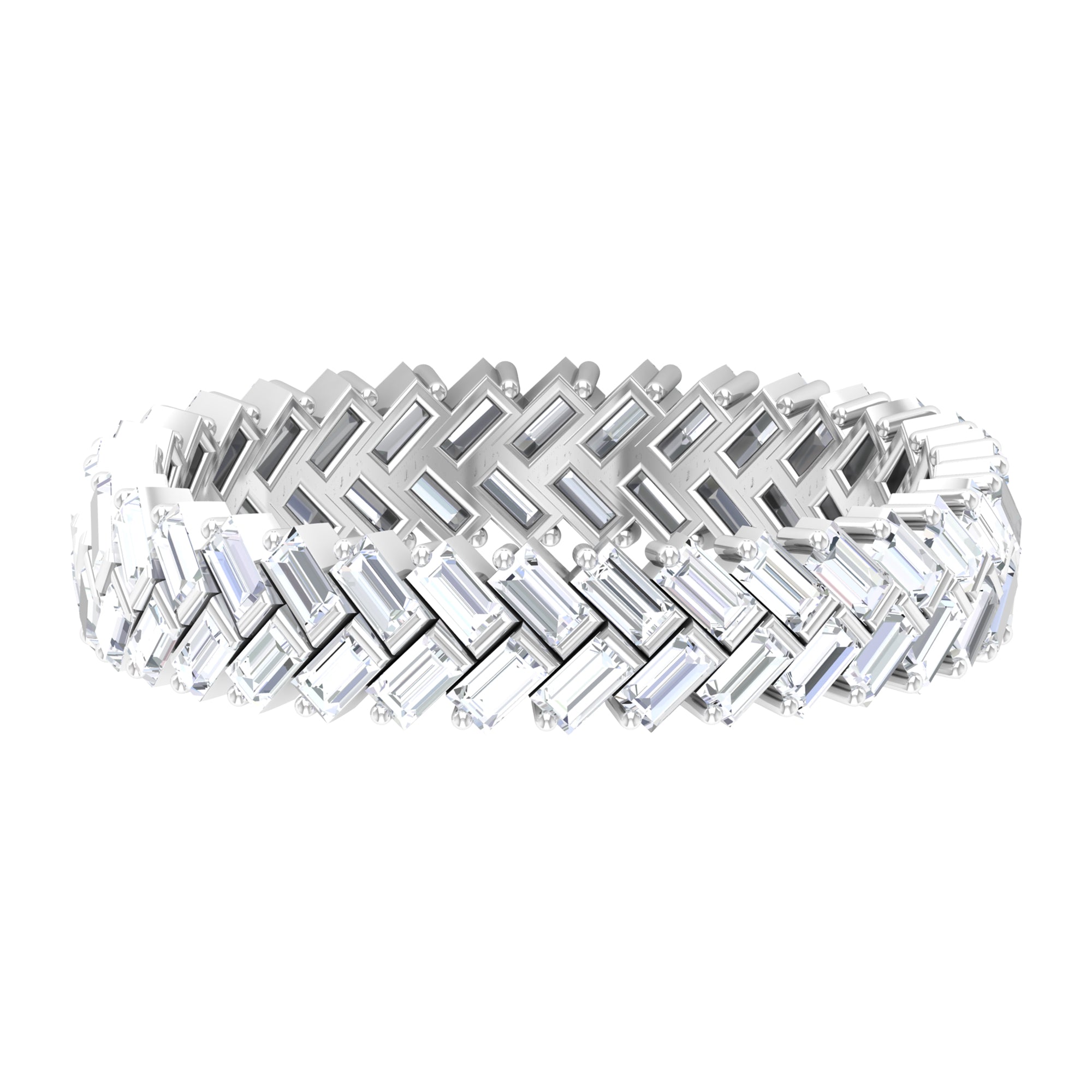 Braided Eternity Band Ring with Baguette Cut Moissanite Moissanite - ( D-VS1 ) - Color and Clarity - Rosec Jewels