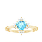 1.25 CT Heart Shape Aquamarine Solitaire Promise Ring with Diamond Accent Aquamarine - ( AAA ) - Quality - Rosec Jewels