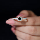 Round Black Diamond Minimal Engagement Ring Black Diamond - ( AAA ) - Quality - Rosec Jewels
