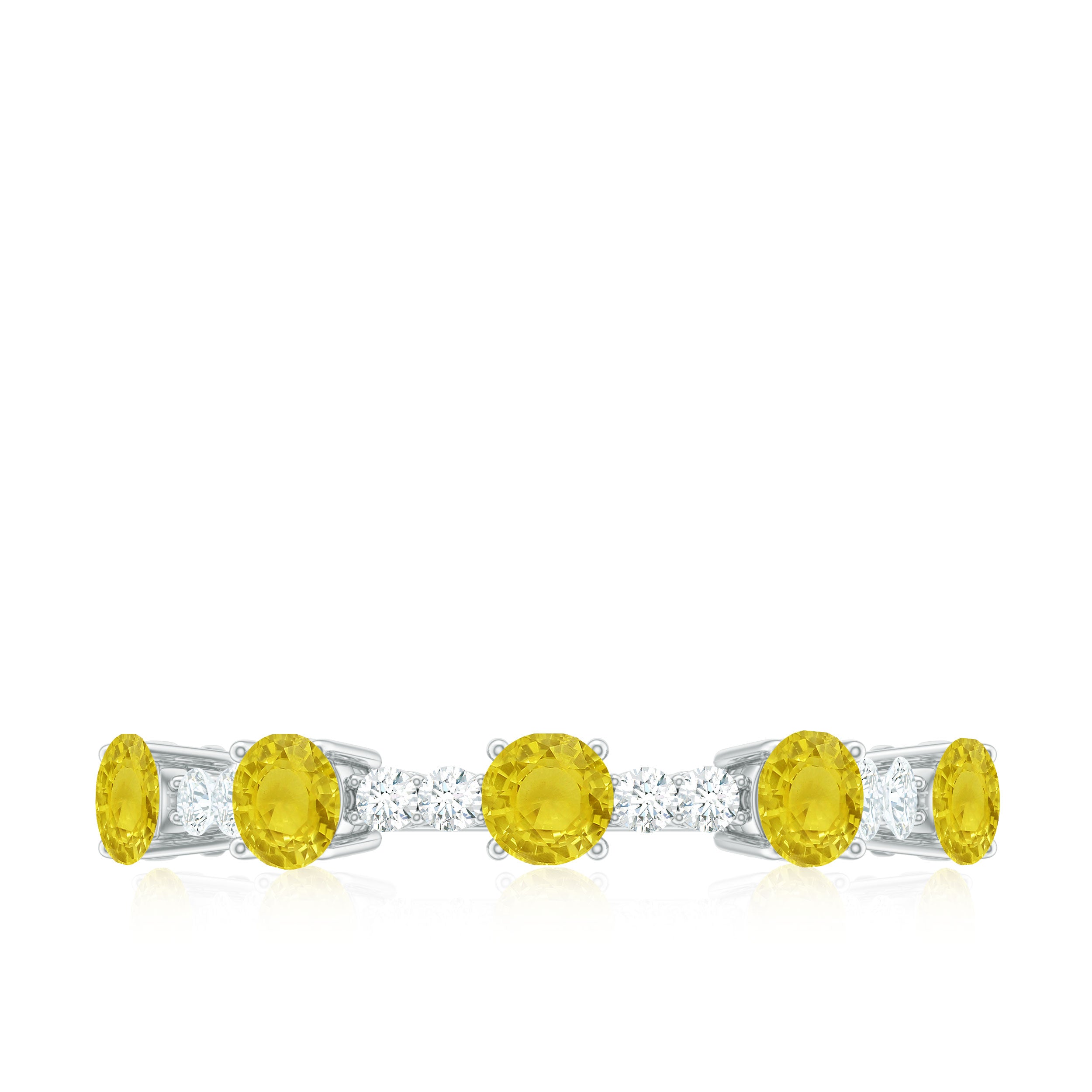 3/4 CT Yellow Sapphire and Diamond Minimal Stackable Gold Ring Yellow Sapphire - ( AAA ) - Quality - Rosec Jewels