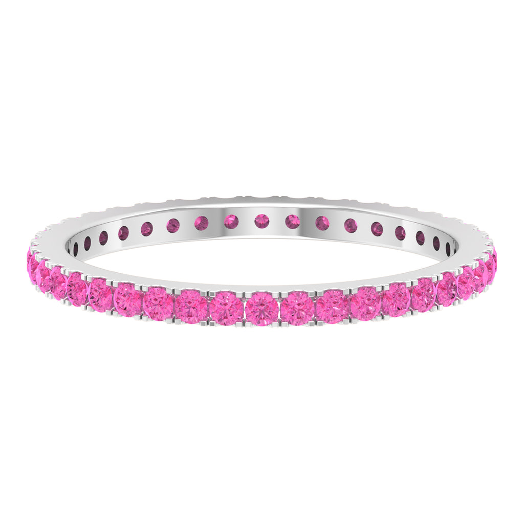 2 CT French Pave Set Pink Sapphire Stackable Full Eternity Ring Pink Sapphire - ( AAA ) - Quality - Rosec Jewels